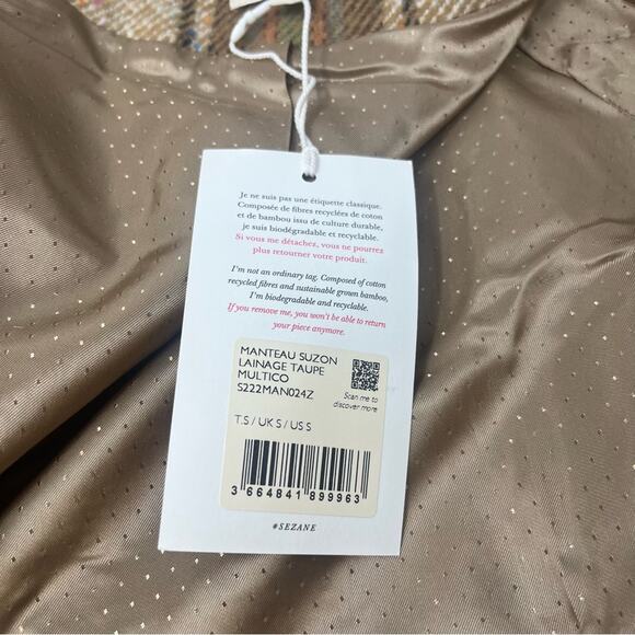 Sezane Suzon Plaid Coat NWT - Picture 8 of 9